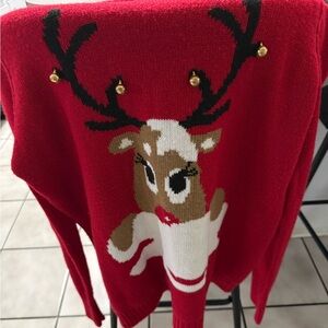 Festive Reindeer Sweater with Bells